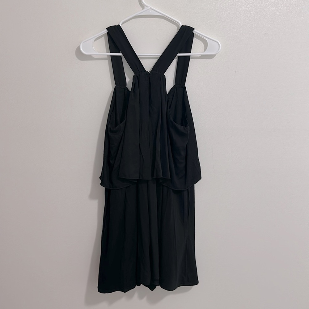 NWT Grace Karin Black Tiered Sleeveless Romper Womens Medium Linen Blend - Picture 6 of 7